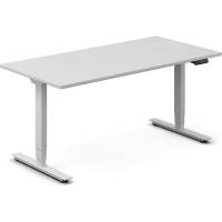 Office h&aelig;ve-s&aelig;nkebord 160x80cm lysgr&aring; med s&oslash;lv stel