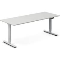 Office h&aelig;ve-s&aelig;nkebord 180x80cm lysgr&aring; med s&oslash;lv stel