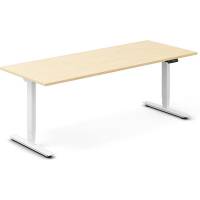 Office h&aelig;ve-s&aelig;nkebord 200x80cm i birk med hvidt stel