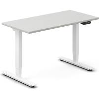 Office hæve-sænkebord 120x60cm lysgrå med hvidt stel