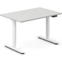 Office hæve-sænkebord 120x80cm lysgrå med hvidt stel