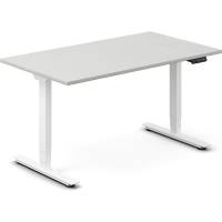 Office h&aelig;ve-s&aelig;nkebord 140x80cm lysgr&aring; med hvidt stel