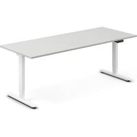 Office h&aelig;ve-s&aelig;nkebord 180x80cm lysgr&aring; med hvidt stel