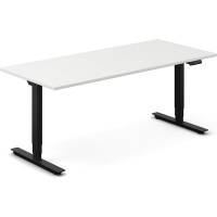 Office hæve-sænkebord 180x80cm hvid med sort stel