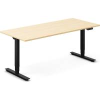 Office h&aelig;ve-s&aelig;nkebord 180x80cm i birk med sort stel