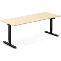 Office hæve-sænkebord 200x80cm i birk med sort stel