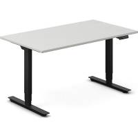 Office hæve-sænkebord 140x80cm lysgrå med sort stel
