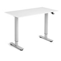 Flexidesk h&aelig;ve-s&aelig;nke bord 120x60cm hvid med s&oslash;lv stel