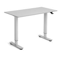 Flexidesk h&aelig;ve-s&aelig;nke bord 120x60cm lys gr&aring; med s&oslash;lv stel
