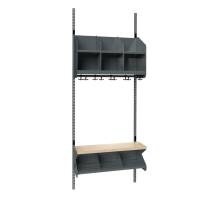 BST garderobe startsektion model C med 3 pladser 750mm m&oslash;rk gr&aring;