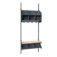 BST garderobe startsektion model C med 3 pladser 750mm m&oslash;rk gr&aring;