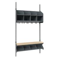 BST garderobe startsektion model C med 4 pladser 1000mm mørk grå