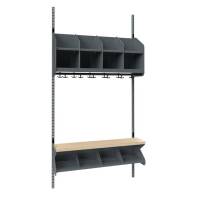 BST garderobe startsektion model C med 4 pladser 1000mm m&oslash;rk gr&aring;