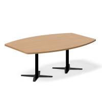 Office konferencebord bådformet 200x120cm bøg med sort stel
