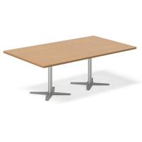Office konferencebord rektangulært 200x120cm bøg med alugråt stel
