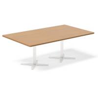 Office konferencebord rektangulært 200x120cm bøg med hvidt stel