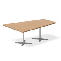 Office konferencebord trapezformet 200x142,5cm Bøg med alugråt stel