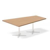 Office konferencebord trapezformet 200x142,5cm Bøg med hvidt stel