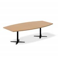 Office konferencebord bådformet 260x120cm bøg med sort stel