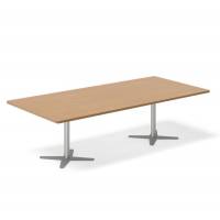 Office konferencebord rektangulært 260x120cm bøg med alugråt stel