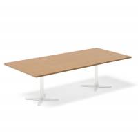 Office konferencebord rektangulært 260x120cm bøg med hvidt stel