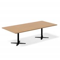 Office konferencebord rektangulært 260x120cm bøg med sort stel