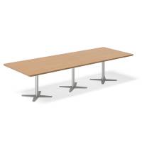 Office konferencebord rektangulært 320x120cm bøg med alugråt stel