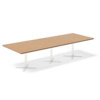 Office konferencebord rektangulært 320x120cm bøg med hvidt stel