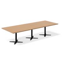 Office konferencebord rektangulært 320x120cm bøg med sort stel