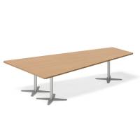 Office konferencebord trapezformet 320x180cm Bøg med alugråt stel