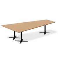 Office konferencebord trapezformet 320x180cm Bøg med sort stel