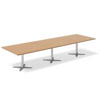Office konferencebord rektangulært 380x120cm bøg med alugråt stel