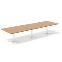 Office konferencebord rektangulært 380x120cm bøg med hvidt stel