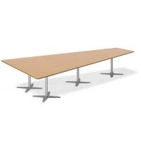 Office konferencebord trapezformet 380x199cm Bøg med alugråt stel