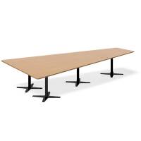 Office konferencebord trapezformet 380x199cm Bøg med sort stel