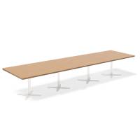 Office konferencebord rektangulært 440x120cm bøg med hvidt stel