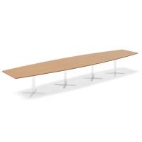 Office konferencebord bådformet 500x120cm bøg med hvid stel