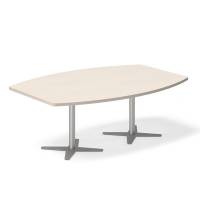 Office konferencebord b&aring;dformet 200x120cm birk med s&oslash;lv stel