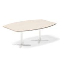 Office konferencebord b&aring;dformet 200x120cm birk med hvid stel