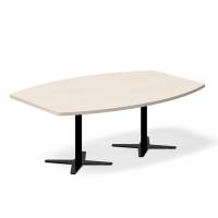 Office konferencebord b&aring;dformet 200x120cm birk med sort stel