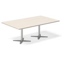 Office konferencebord rektangulært 200x120cm birk med alugråt stel