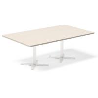 Office konferencebord rektangulært 200x120cm birk med hvidt stel