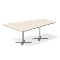 Office konferencebord trapezformet 200x142,5cm Birk med alugråt stel