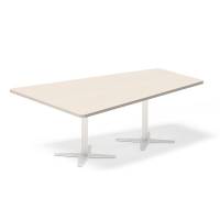 Office konferencebord trapezformet 200x142,5cm Birk med hvidt stel