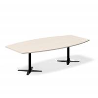 Office konferencebord bådformet 260x120cm birk med sort stel