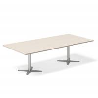 Office konferencebord rektangulært 260x120cm birk med alugråt stel