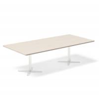 Office konferencebord rektangul&aelig;rt 260x120cm birk med hvidt stel