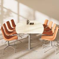 Office konferencebord b&aring;dformet 320x120cm birk med s&oslash;lv stel