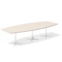 Office konferencebord bådformet 320x120cm birk med hvid stel