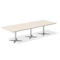 Office konferencebord rektangulært 320x120cm birk med alugråt stel